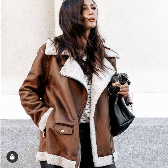 sherpa biker jacket